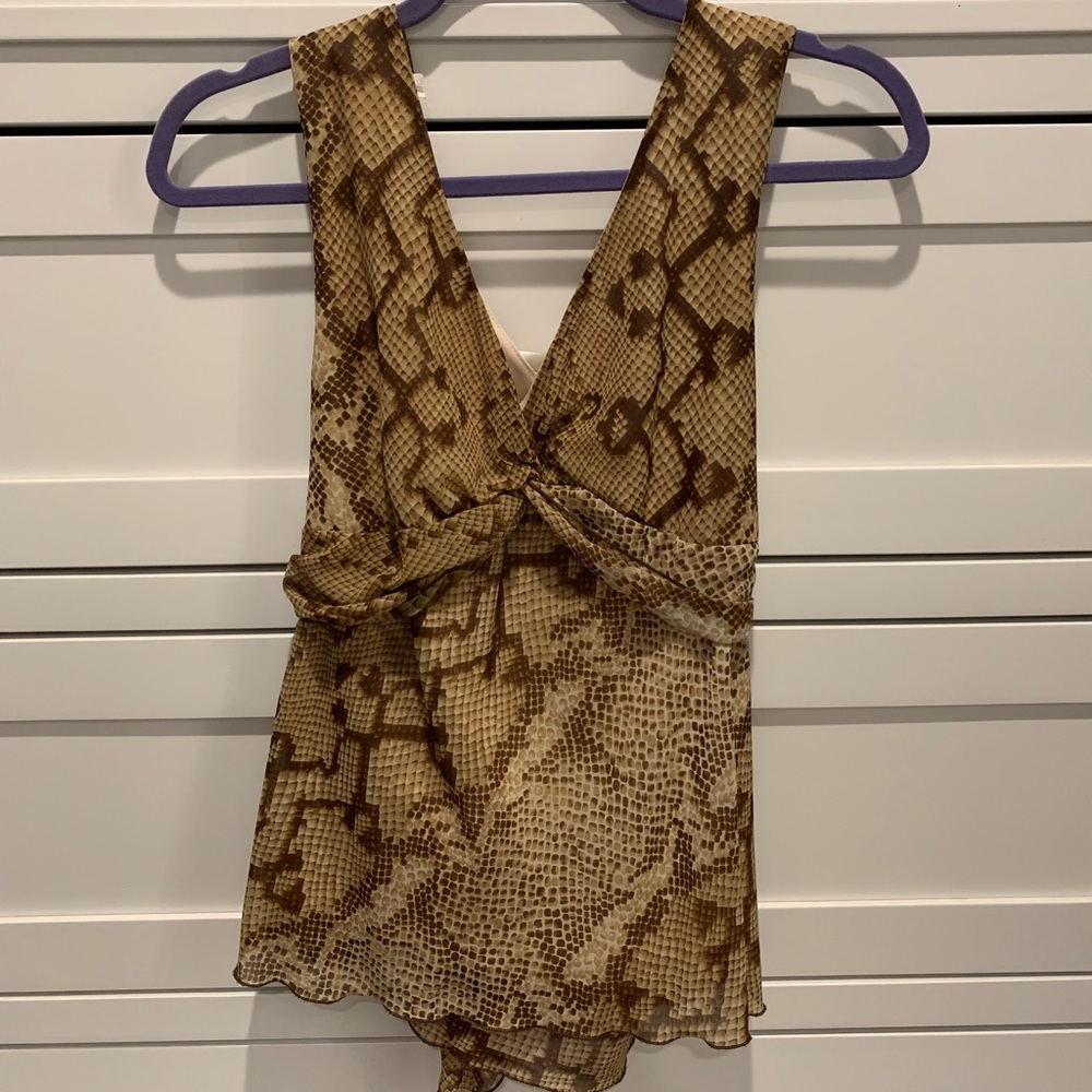 AB Studio snake print tank with tie in back